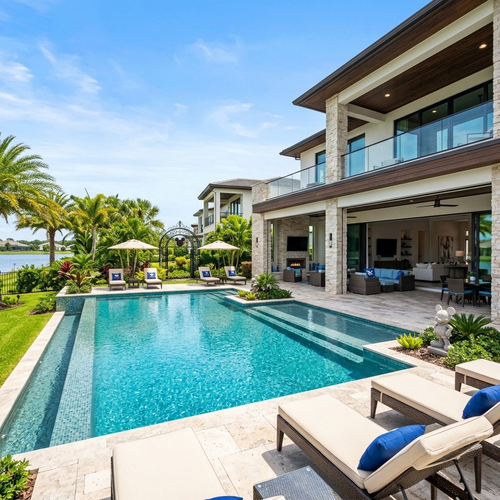 Área externa da casa de temporada em condomínio resort de Kissimmee Orlando